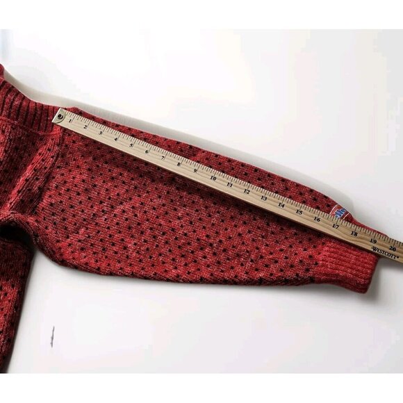 Ellesse Sweater Women 18/XL Red Black LS Vintage Preppy Wool Blend 1/4 Zip Boho - Picture 6 of 15